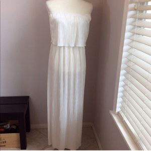 bardot pleat maxi dress
